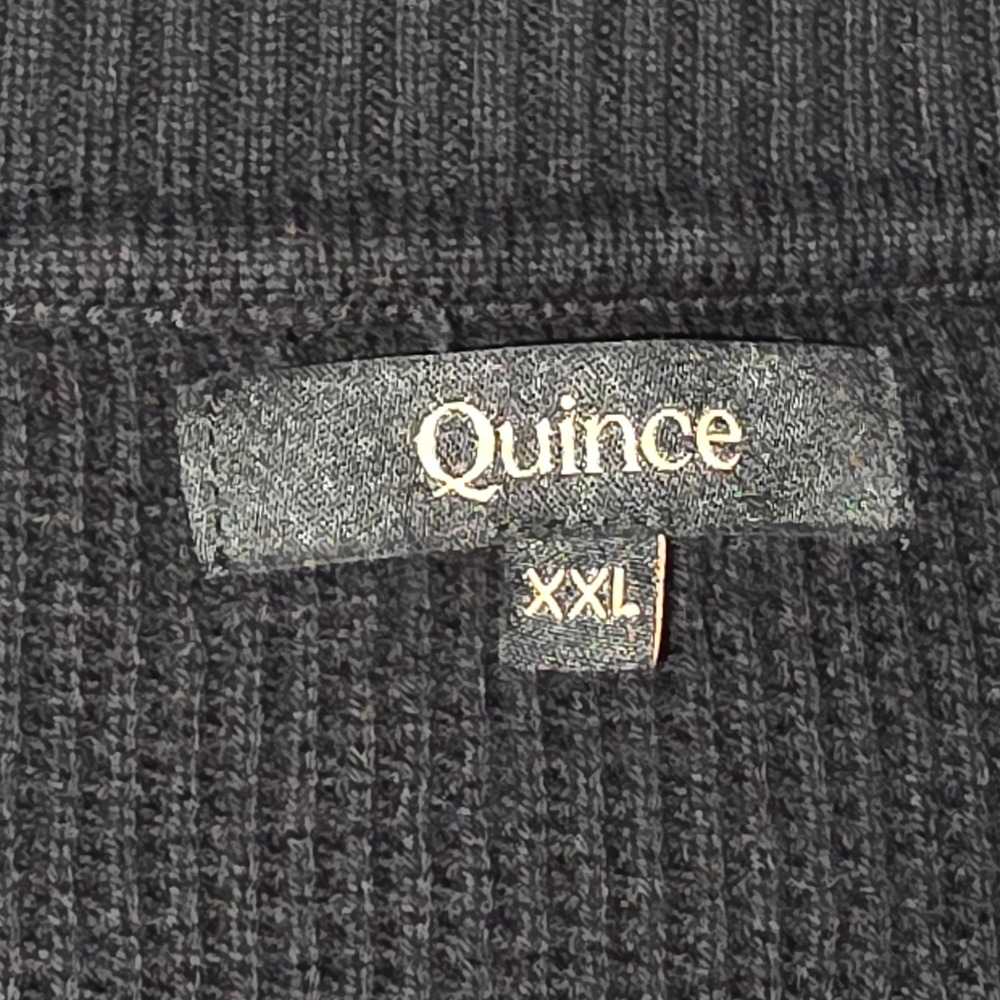 Quince Organic Cotton Cashmere Waffle Crewneck Sweater Black XXL - Picture 4 of 15